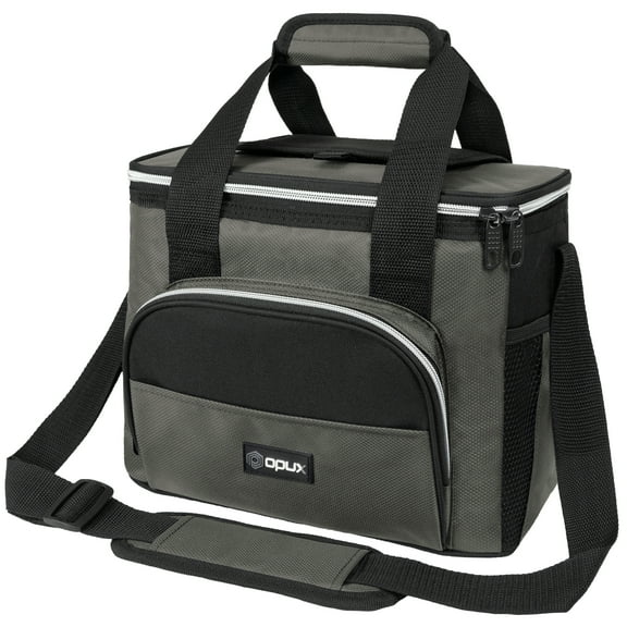 OPUX Soft Cooler Bag, Insulated Collapsible Soft Sided Cooler Lunch Cooler Bag for Men Work Camping Beach Travel, Leakproof Lunch Box 18 Cans, Gray