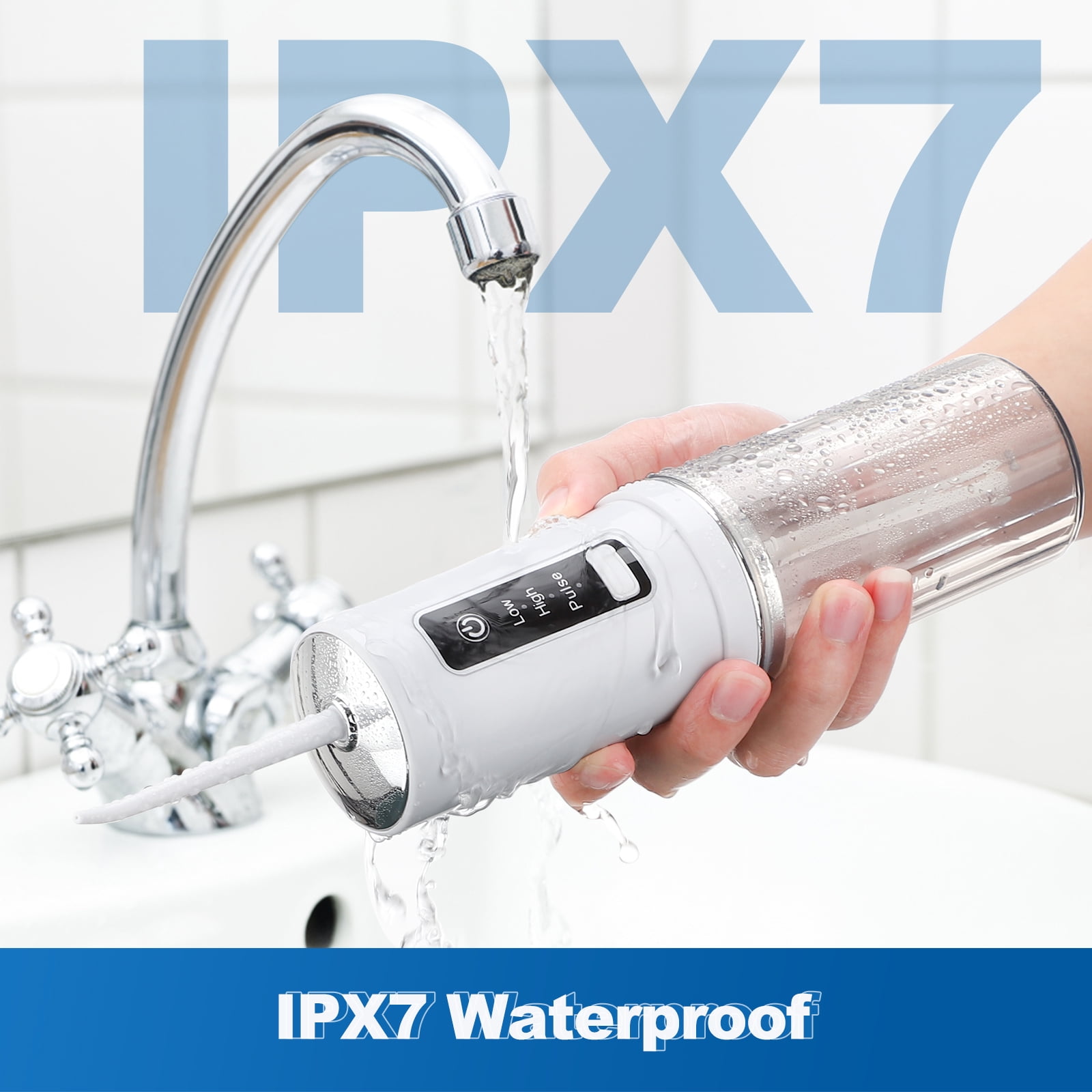 Cordless Water Dental Flosser with 3 Modes 4 Jets Rechargeable IPX7 Waterproof 230ML Water Tank Dental Oral Irrigator for Travel Home Braces(White)