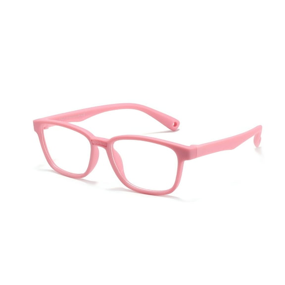 GJX Kids Blue Light Glasses,Soft Silicone Eyewear for TV,Anti-Slip Nose Pads Gaming Glasses,Pink