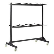 Bowery Hill Traditional Steel Metal Two-Tier Folding Chair Cart in Black