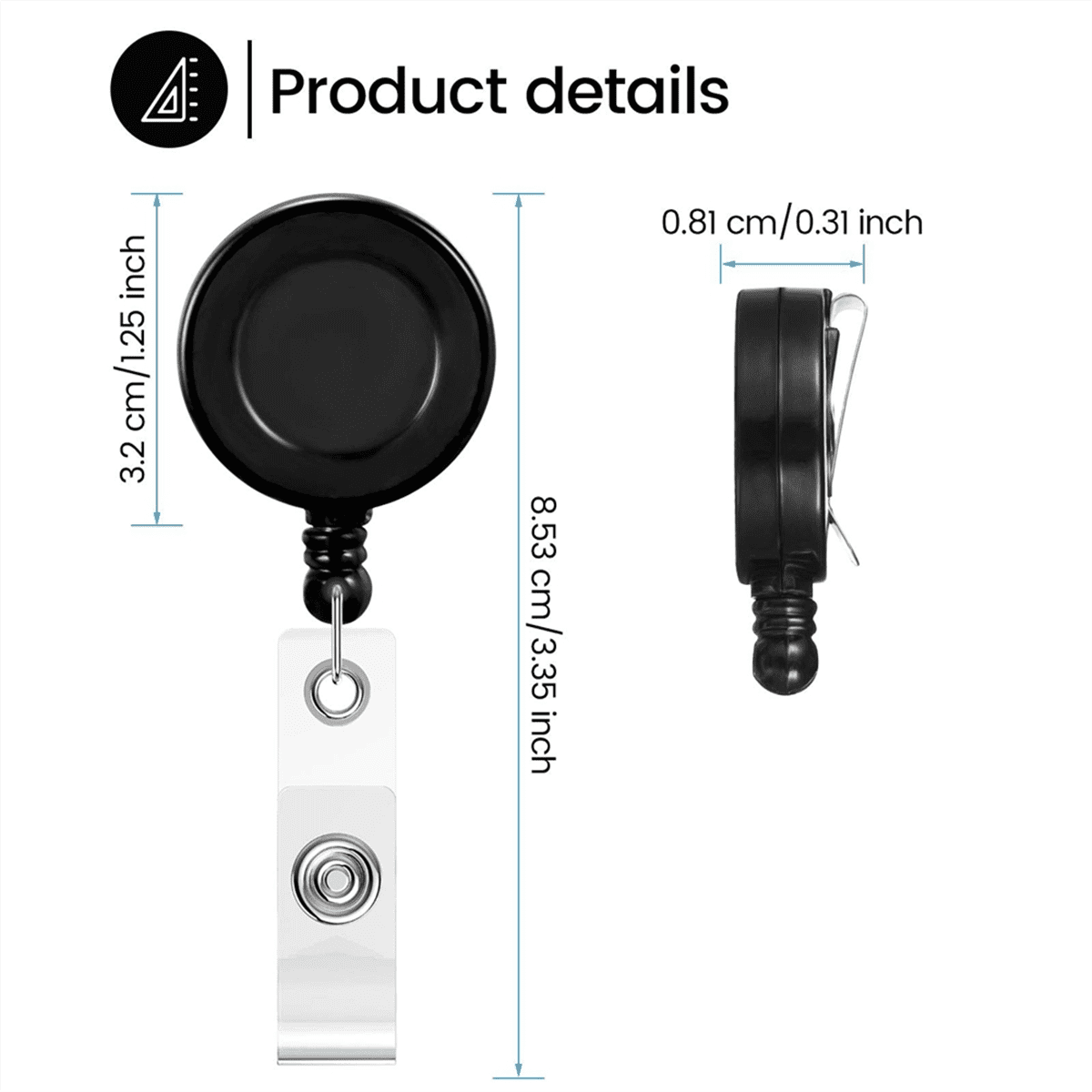 100 PCS Retractable Badge Reel Clips ID Card Holder Reel with Metal Belt Clip for Hanging Cards Key Chains,D