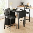 thumbnail image 2 of Huisuilinss 3 Piece Expandable Kitchen Table And Chairs Set For 2 Wooden Counter Height Dining Table Set With Storage Shelves Upholstered Chairs For Small Space Apartment, 2 of 10