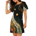 thumbnail image 2 of Xecao Robe de Nuit Ample à Manches Courtes Imprimé Floral Doré Galaxie pour Femmes, 2 of 6