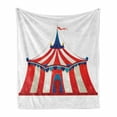 thumbnail image 1 of Circus Soft Flannel Fleece Throw Blanket, Colorful Striped Circus Marquee Tent Stars Carnival Performance Illustration, Cozy Plush for Indoor and Outdoor Use, 60" x 80", Vermilion Blue, by Ambesonne, 1 of 6
