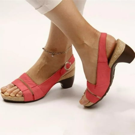 

Women Peep-toe Heeled Sandals 5 Colors Heeled Beach Open Toe Shoes for Summer Beach Play Travel