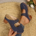 thumbnail image 2 of Hopeusnice Middle Mid-Heels Shoes for Women PU Materials Summer Shoes Breathable Soft Trendy Non-Slip Block Mid-Heel Open Toe Sandals Women's Middle Mid-Heels Shoes Comfortable Walking Shoes Blue 37, 2 of 8