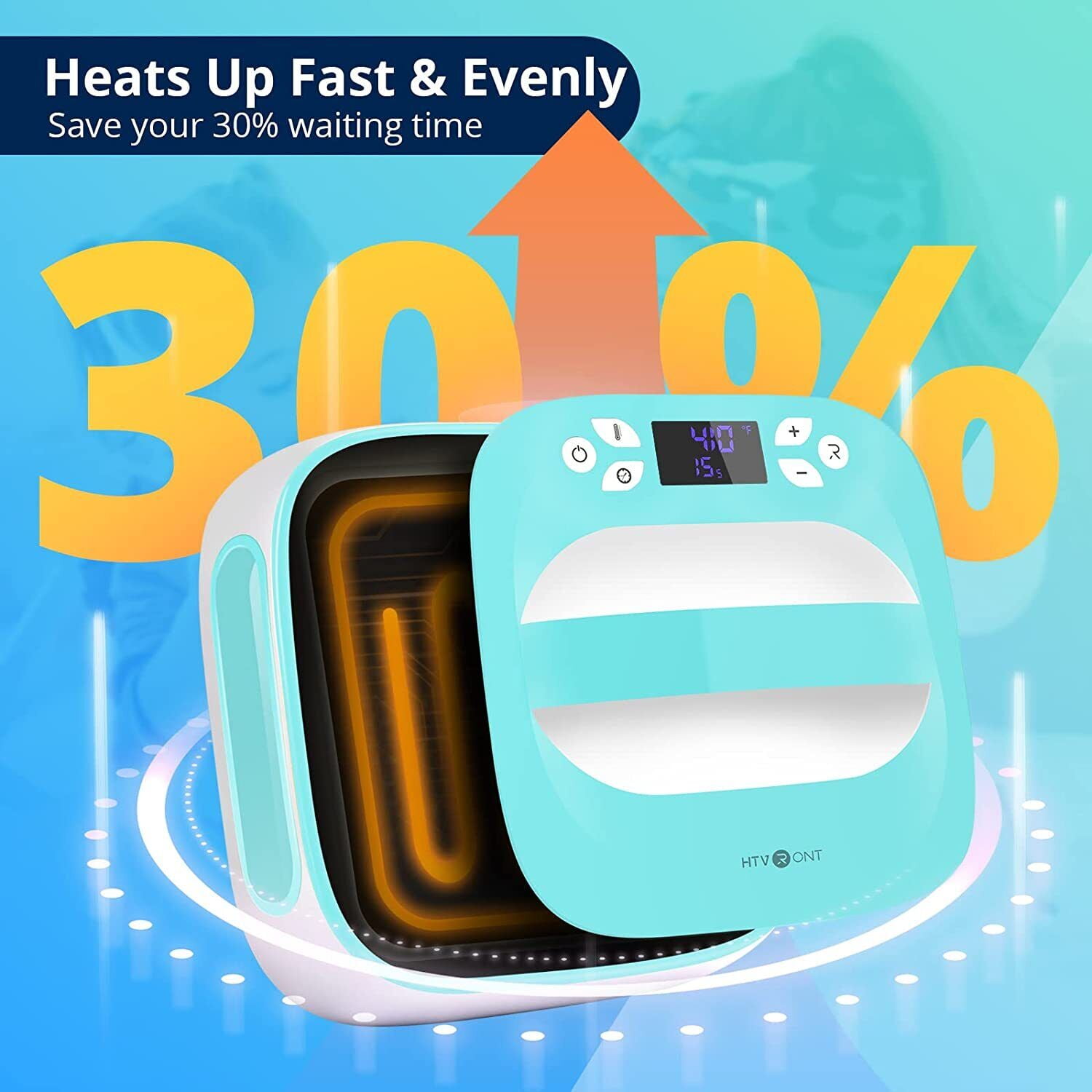 HTVRONT Mint Green Heat Press Machine for T-Shirts, Portable Heat Press 10"X10", Iron Press for Sublimation and HTV Vinyl