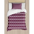 thumbnail image 1 of Geometric Duvet Cover Set Twin Size, Style Soft Purple Toning Parallel Stripes and Diamond Shapes, Decorative 2 Piece Bedding Set with 1 Pillow Sham, Maroon Pale Pink White, by Ambesonne, 1 of 3