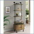 thumbnail image 6 of TV Stand Side Pier, Rustic Oak & Black, 3-Tier Shelves, 2-Door Storage | Wood+Metal | Black+Brown, 6 of 7