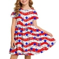 thumbnail image 2 of Odeerbi Niñas Día de La Independencia Vestido de Línea A Verano Patriótico Cuello Redondo Manga Corta Vestido Casual, 2 of 9