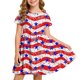 thumbnail image 2 of Odeerbi Niñas Día de La Independencia Vestido de Línea A Verano Patriótico Cuello Redondo Manga Corta Vestido Casual, 2 of 9
