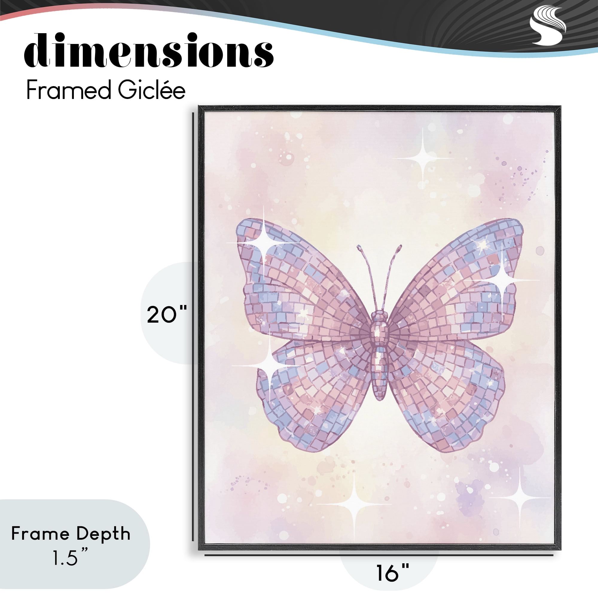 Stupell Industries Delicate Disco Butterfly Black Framed Giclee Art, design by Lil' Rue
