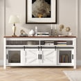 thumbnail image 5 of White TV Stand for 55/60Inch TV, Farmhouse and Industrial Entertainment Center with Sliding Barn Door,Wood Rustic TV Media Console Storage Cabinet for Living Room，Kitchen, Dining Room, 5 of 7