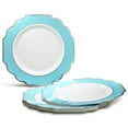 thumbnail image 2 of " OCCASIONS " 50 Plates Pack (25 Guests)-Heavyweight Wedding Party Disposable Plastic Plate Set -(25x10.5'' Dinner + 25x8'' Salad/dessert (Imperial Aqua & Silver), 2 of 10