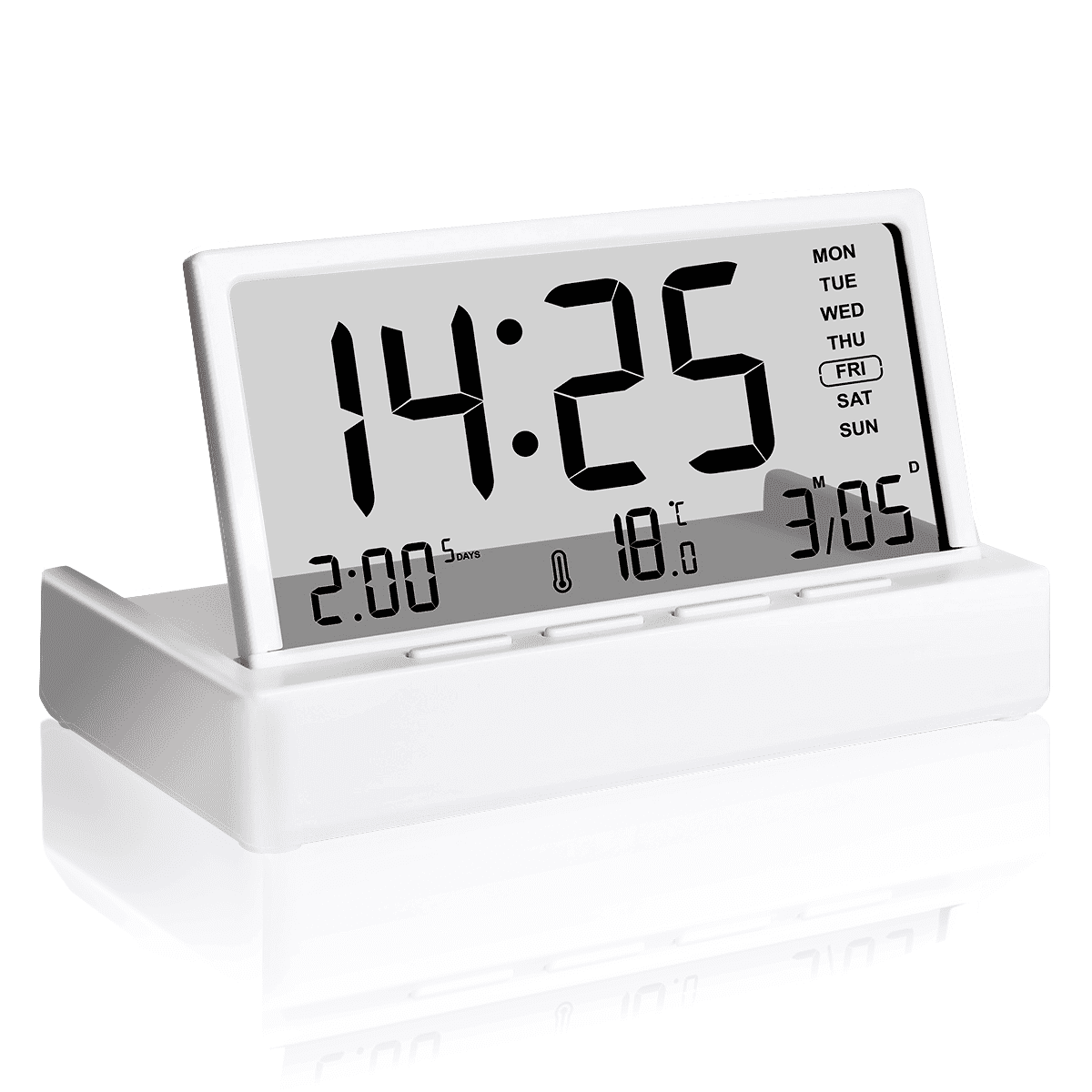 TIKBBRMG Alarm Clock for bedrooms, Desk Clock with 3 Alarms Screen Temperature Calendar Week, Foldable Design Snooze Digital Clock for Home Decor Bedroom Office Studentsle Design Snooze