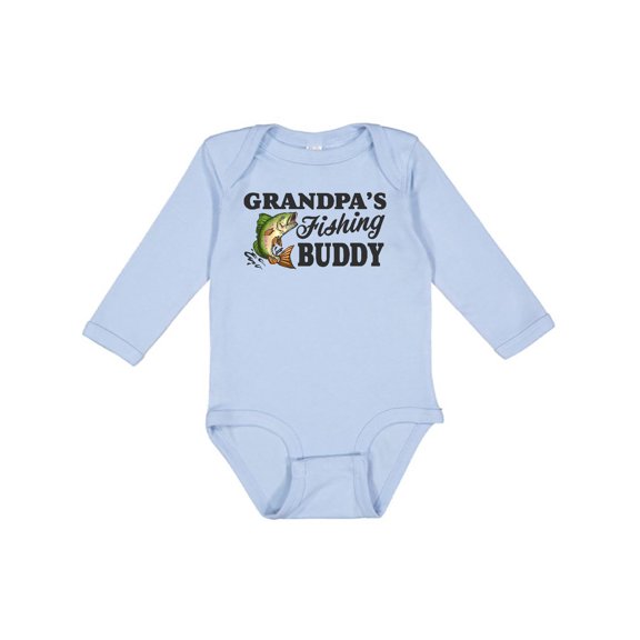 Inktastic Grandpa's Fishing Buddy Boys Long Sleeve Baby Bodysuit