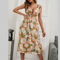 thumbnail image 6 of Sundresses for Women Casual Summer - Women's Summer Floral Maxi Dress Wrap V Neck Sleeveless A Line Tie Front Sexy Cutout Backless Flowy Swing Boho Dress, 6 of 7