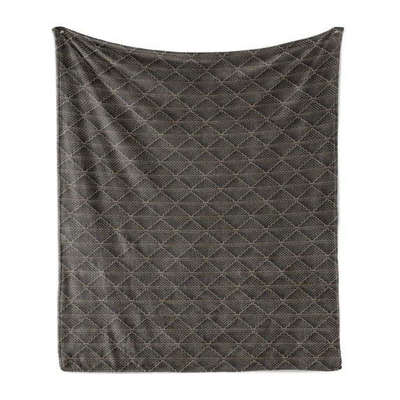 Classical Soft Flannel Fleece Throw Blanket, Pattern of Vertical Streaks Waves in Nostalgic Tones and Traditional Feels, Cozy Plush for Indoor and Outdoor Use, 50" x 70", Dark Sepia Tan, by Ambesonne
