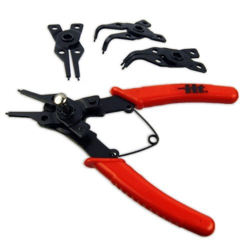 4 In1 Snap Ring Pliers Head Circlip Clip Tool Set with Plastic Handle Red
