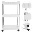 thumbnail image 6 of Utility Cart 3-layer Rack Multi-purpose Organizer Shelf With Hook Bathroom Kitchen Cart With Wheel, 6 of 7