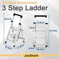 thumbnail image 3 of JaxShark 3-Step Folding Ladder with Tool Tray 500 lbs Steel Step Stool Non-Slip Pedal,White, 3 of 7