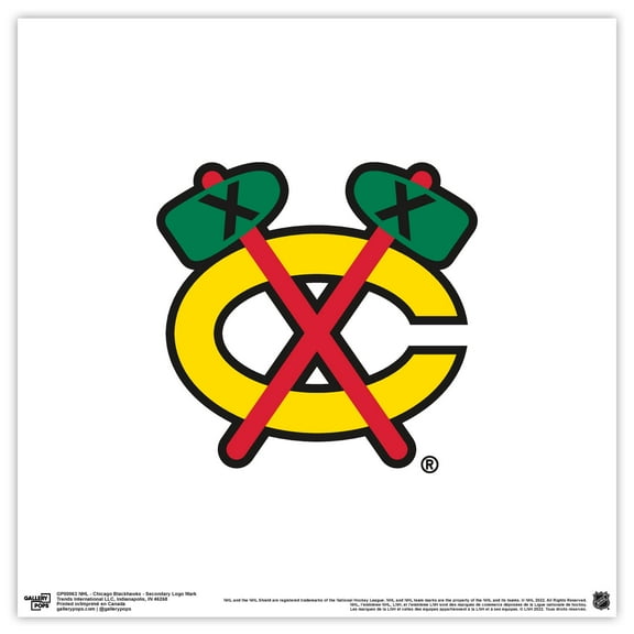 Gallery Pops NHL Chicago Blackhawks - Secondary Logo Mark Wall Art, Unframed Version, 12" x 12"