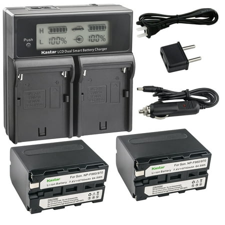 Kastar 2-Pack NP-F970 Battery and CH04 Dual Fast Charger Compatible with Sony MVC-CD400 MVC-CHF81 MVC-CKF81 MVC-FD100 MVC-FD200 MVC-FD5 MVC-FD51 MVC-FD7 MVC-FD71 MVC-FD73 MVC-FD75 MVC-FD81 Camera