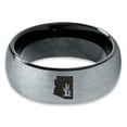thumbnail image 2 of Tungsten Arizona The Grand Canyon State Cactus Band Ring 8mm Men Women Comfort Fit Black Dome Brushed Gray Polished, 2 of 4