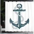 thumbnail image 4 of Ambesonne Navy White Shower Curtain, Maritime Anchor and, 69"Wx84"L, Dark Teal and White, 4 of 5