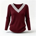 thumbnail image 6 of Long Sleeve Shirts for Women Lace V-Neck Soft Ribbed Knit Pullover Casual Fall Winter Shirt, 6 of 7