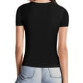 thumbnail image 4 of DuoJiaJ Womens Short Sleeve Long Sleeve Square Neck T Shirts Tops Tees Women’s Crop Tops Black, 4 of 5