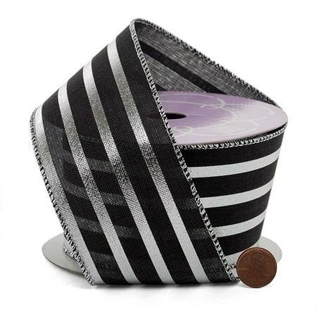 ribbon striped wired metallic silver yards mart paper papermart
