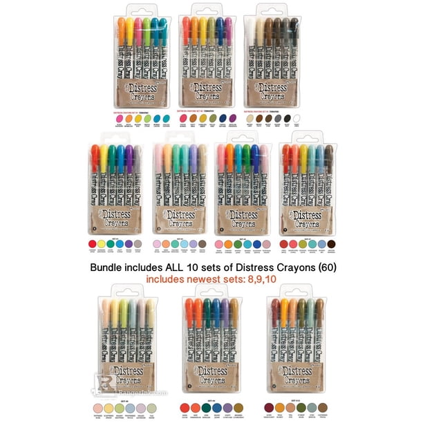 Tim Holtz Paquete de 60 crayones de socorro | Los 10 juegos | Conjunto 1 2 3 4 5 6 7 8 9 10