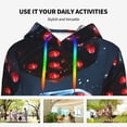 thumbnail image 4 of Lsque Cosmic Red Sparkle Dice Pattern Casual Women's Hoodie,Hooded Sweatshirt with Kangaroo Pocket,Pullover Hoodie with Eye-catching Drawstrings-XX-Large, 4 of 7