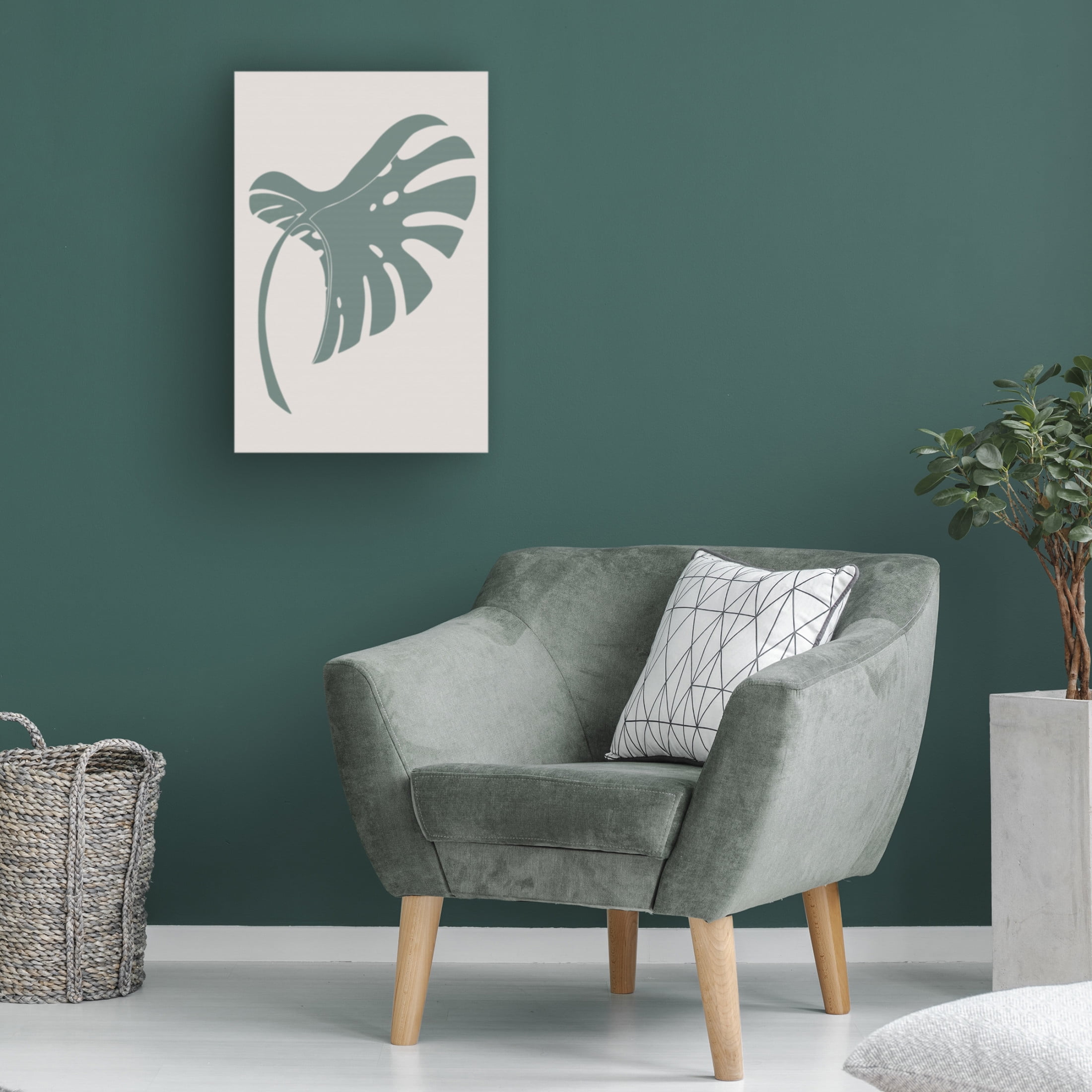 Canvas Wall Art - Pictufy Studio Ii 'Monstera Bent Green' Wall Art for Living Room, Bedroom, or Office Décor by Trademark Fine Art - 30 x 47 Inches