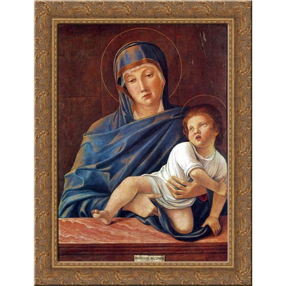 Madonna and Child 19x24 Gold Ornate Wood Framed Canvas Art by Bellini, Giovanni