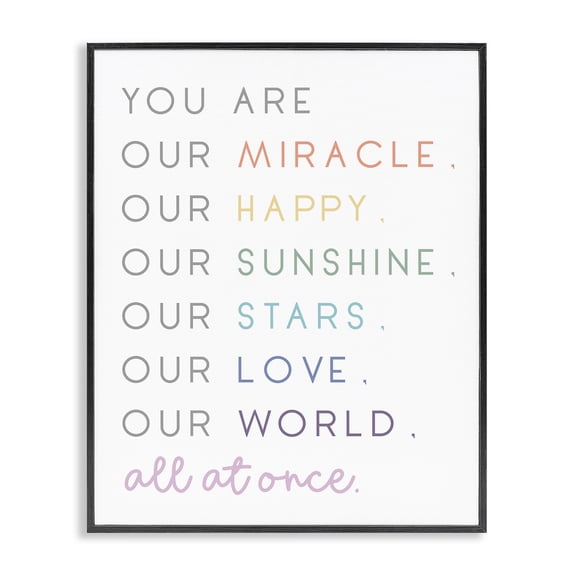 Stupell Industries Eclectic You are Our Miracle List Family Child Phrases Black Framed Giclee Art, 11 x 14, by Anna Quach