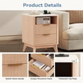 thumbnail image 4 of Gianna Set of 2 Nightstands with Charging Station, Faux Marble Top Bedside Table with 2 Drawers and Open Shelf for Bedroom, Living Room, Wood, 4 of 7