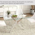 thumbnail image 5 of 51.18" Rectangular Glass Dining Table, Tempered Glass Kitchen Tabe with Metal Legs, Stylish and Sturdy Dinner Table for Home and Outdoor Dining (Silver, 51.18''), 5 of 14