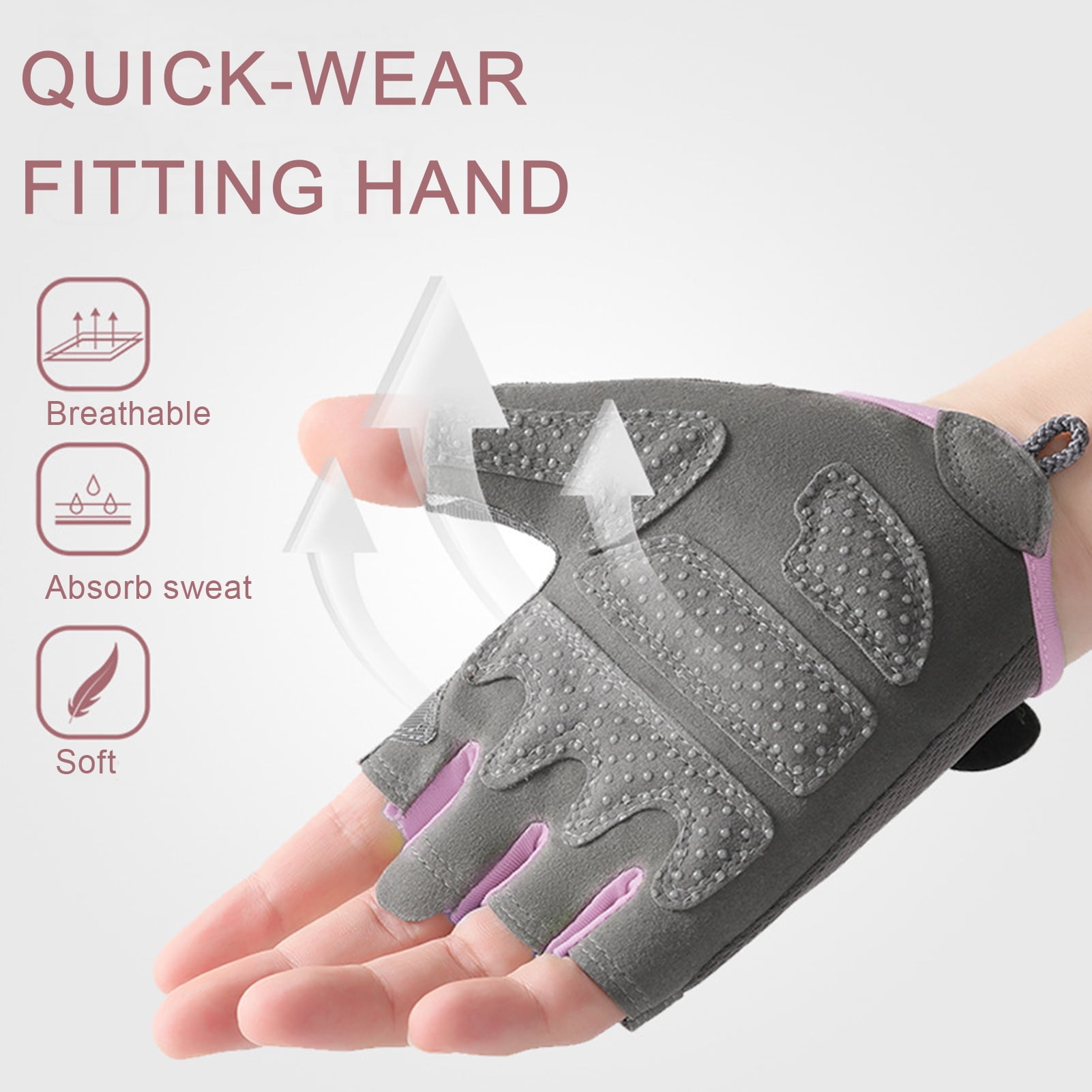 Gants d'entraînement pour haltérophilie pour femmes et hommes avec renfort pour le poignet, doigts demi-couverts, antidérapants, pour le gym, le vélo (Noir, Moyen
