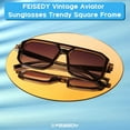 thumbnail image 3 of FEISEDY Square Aviator Sunglasses Men Women Retro Trendy 70s Aviator Sunglasses Plastic Frame B2939, 3 of 14