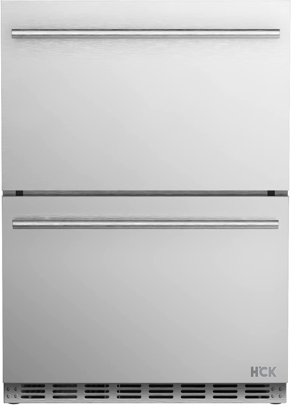 HCK Undercounter Refrigerator 24 Inch,5.1 Cu.ft.Reach-in Double Drawer &  Dual Zone Indoor/Outdoor Stainless Steel Beverage Fridge Cooler for Home  and