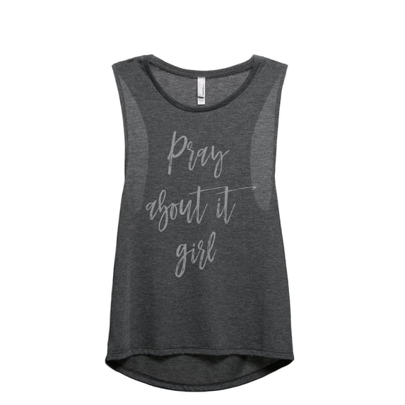 Pray About It Girl Women's Fashion Sleeveless Muscle Workout Yoga Tank Top Charcoal Grey X-Large