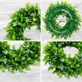 thumbnail image 3 of Visland 2Pack Boxwood Wreath Round Wreath Artificial Wreath Green Leaves Wreath Door Wall Window Decoration,12Inch, 3 of 8