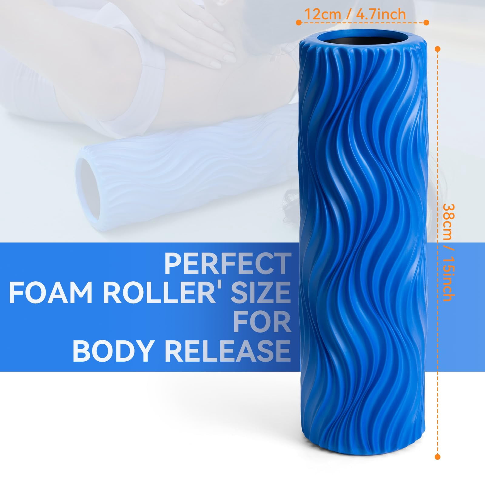 Foam Roller Medium Density For Deep Tissue Massage Of The And Leg - Self Myofascial Release  Wave Textured Fitness Pilates Yoga