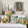 thumbnail image 2 of Biplut 45x45cm Square Pillow Case Rabbit Theme Colorful Eggs Home Decoration Flax Happy Easter Pillow Cushion Cover for Indoor (Type N), 2 of 13