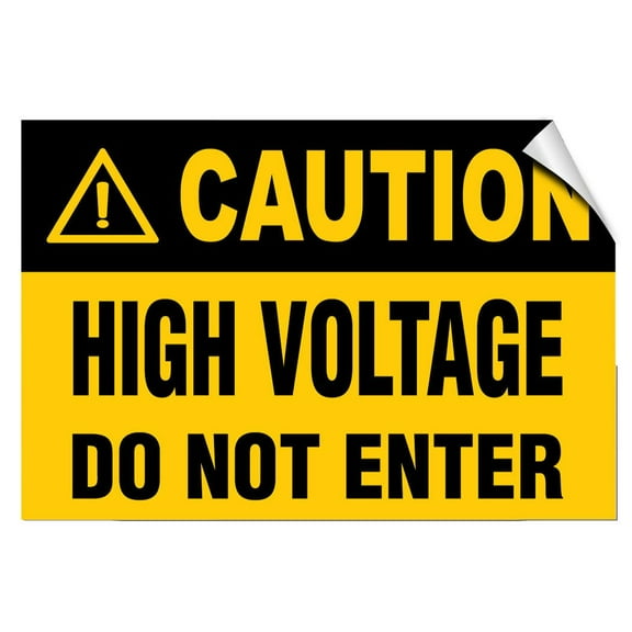 Vinyl Stickers - Caution - High Voltage Do Not Enter Hazard - Safety and Warning Warehouse Signs Stickers - 3.5" x 5" - 3 Pack