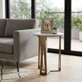 thumbnail image 2 of Round End Table with Marble Top and Metal Base for Living Room or Bedroom Decor - Small Side Table for Small Room Spaces - Decorative Night Stand for Bedside Drink Table - 22", Ivory & Gray, 2 of 12