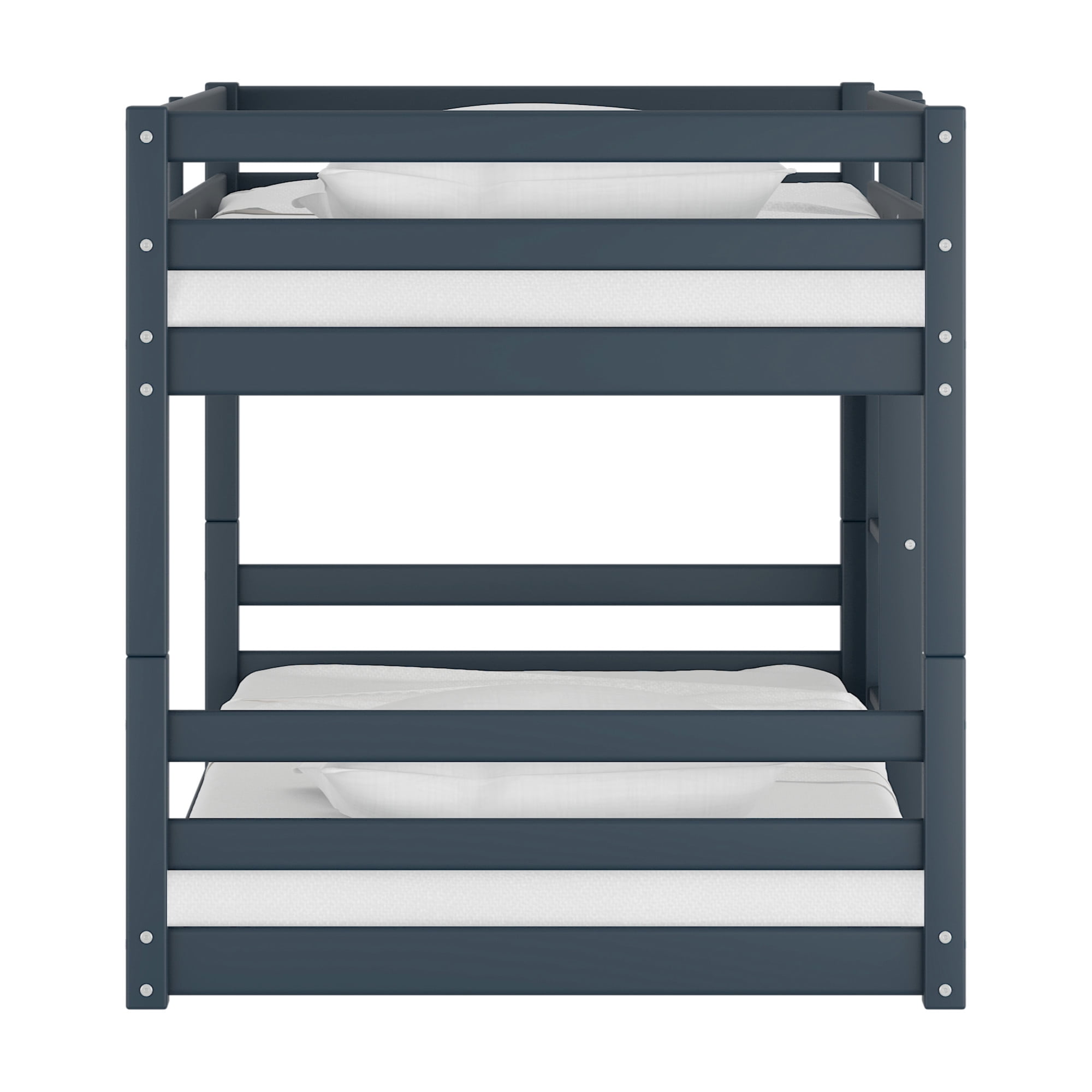 HH2 Home Essentials Campbell Wood Twin Over Twin Floor Bunk Bed, Navy