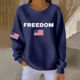 thumbnail image 1 of Dark Blue Women's Freedom American Falg Print Round Neck Sweatshirt A True Patriot Shirt Long Sleeve, 1 of 4